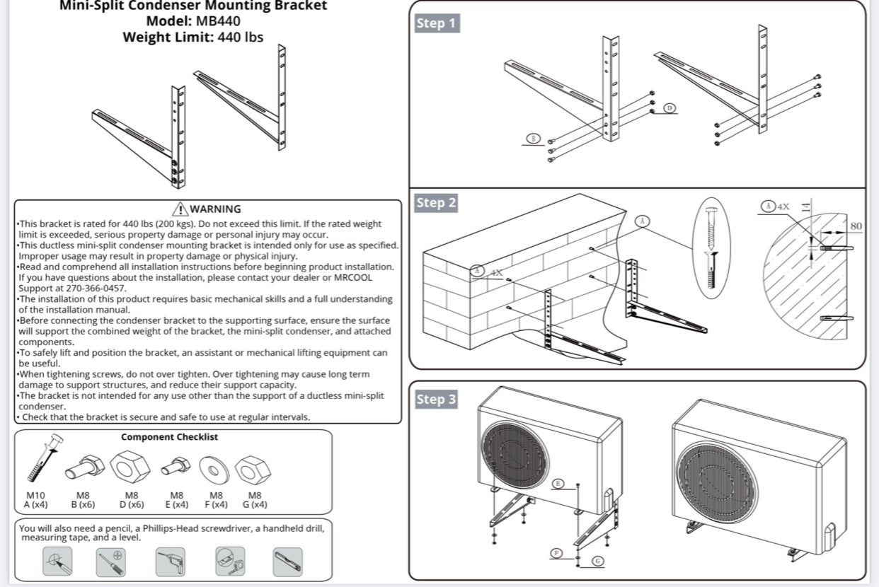 Wall Bracket for Condenser 24K & 36K - Skyway Minisplit Sales